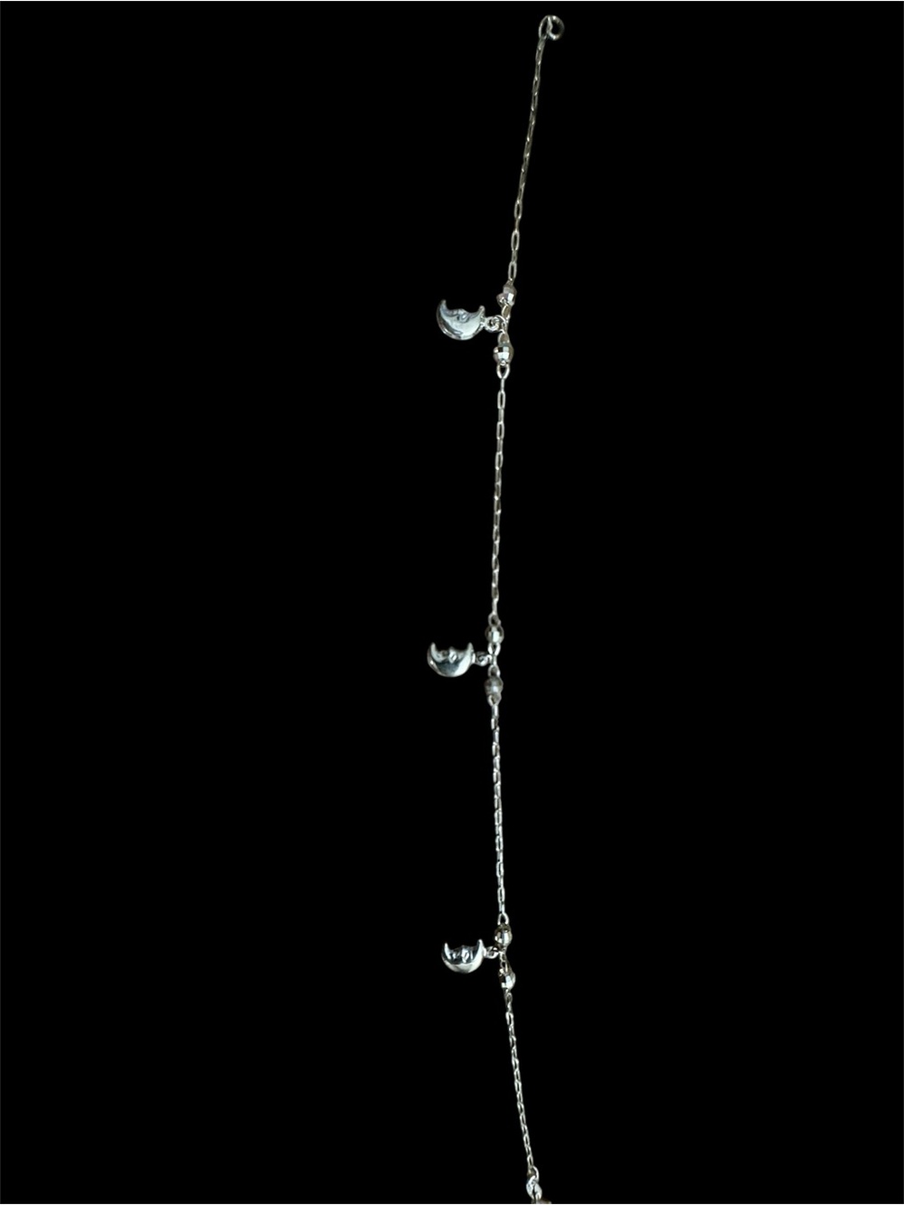 Delicate Silver Moon Charm Anklet - Women's Jewelry